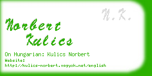 norbert kulics business card